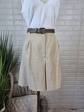 Vintage Requirements Cream Pleat Front Trouser Short 16 Linen Blend